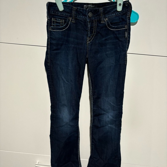 Y2K Silver Womens Suki Boot Cut Jeans 27x32 Denim Blue Biker Rock Rodeo GUC READ - Picture 1 of 11
